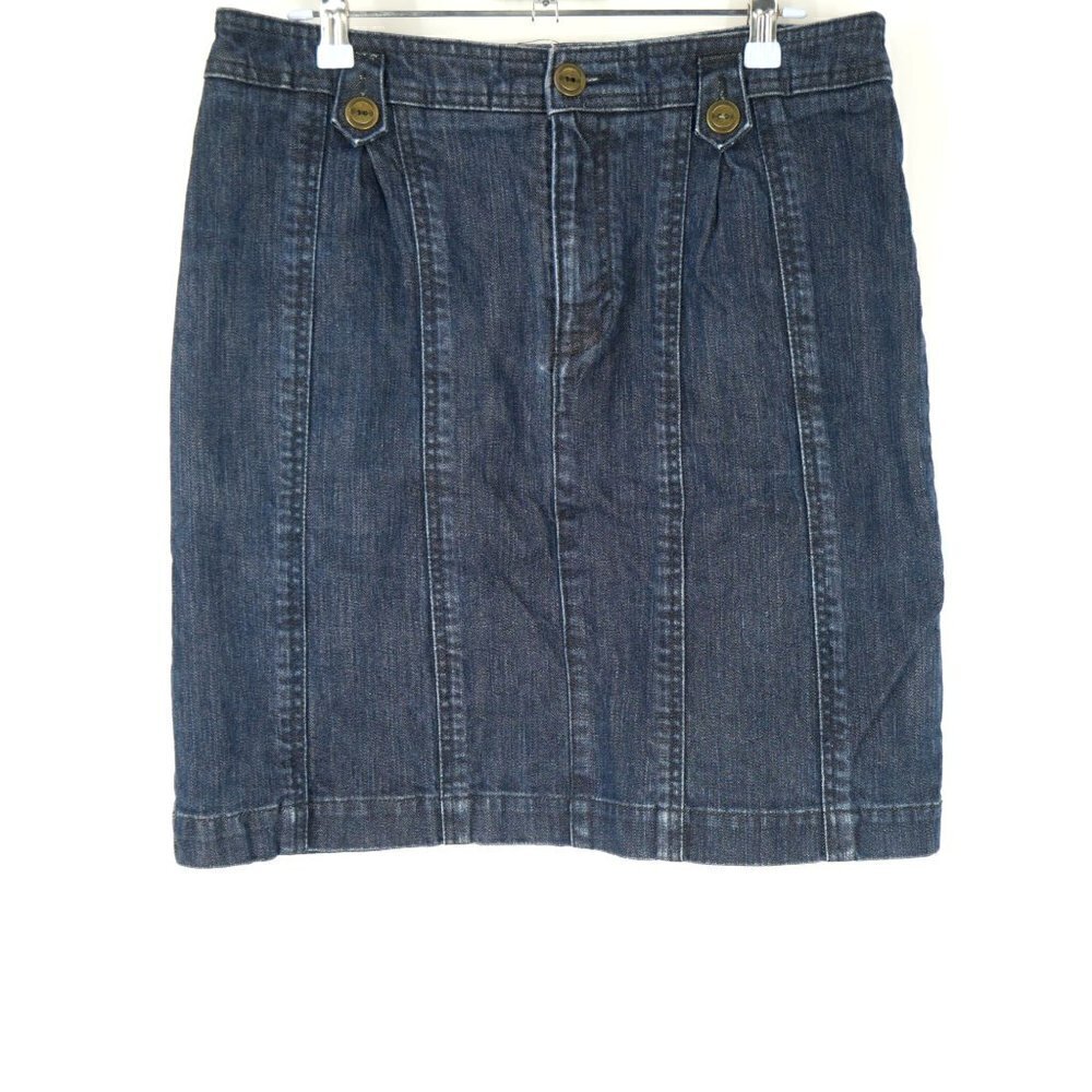 NEW Anthropologie‎ Denim Knee Length Skirt Blue 29